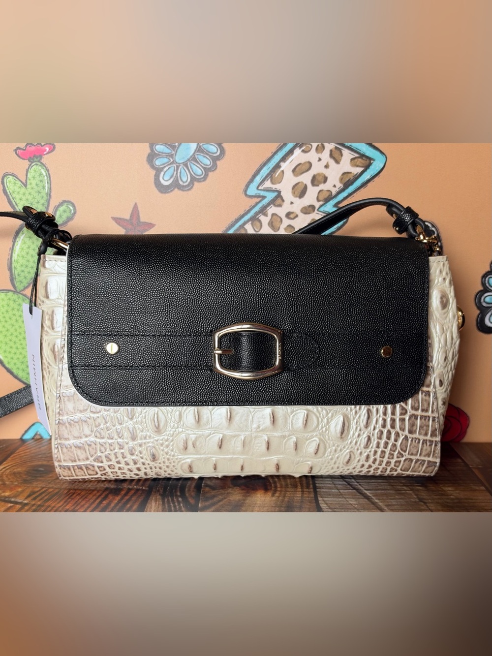 Brahmin Jenah Winter White Minden Leather NWT Crossbody Shoulder Bag FIRM